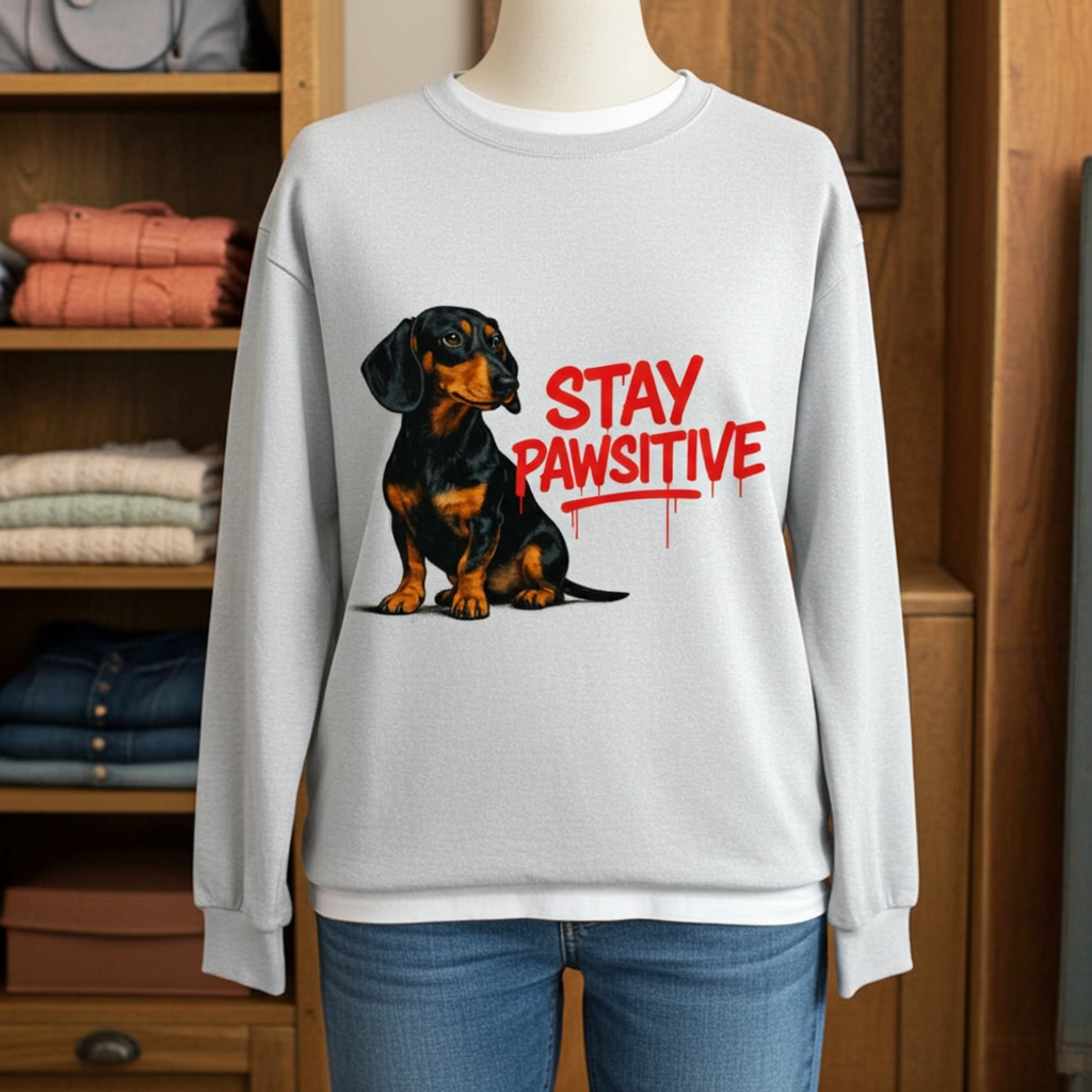 Stay Pawsitive Sweatshirt – Dackel-Power für warme, positive Tage-Sweatshirt-True Insights