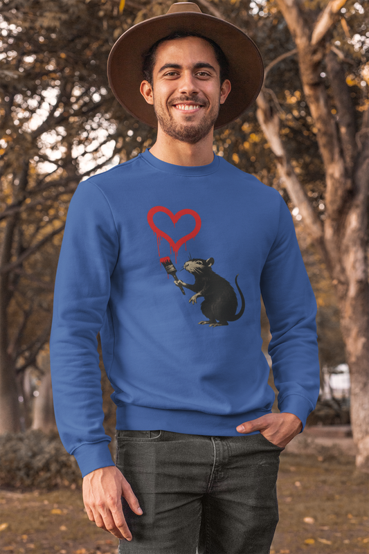 Sweatshirt ›Ratte mit Herz‹ – Streetart Style, Satirisches Kunst-Statement-Sweatshirt-True Insights