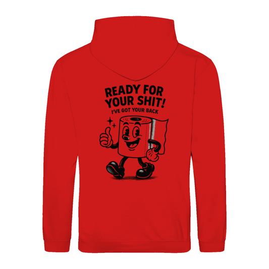 Sweatshirt Ready for your Shit – Satirischer Hoodie mit Rückendruck-Sweatshirt-True Insights