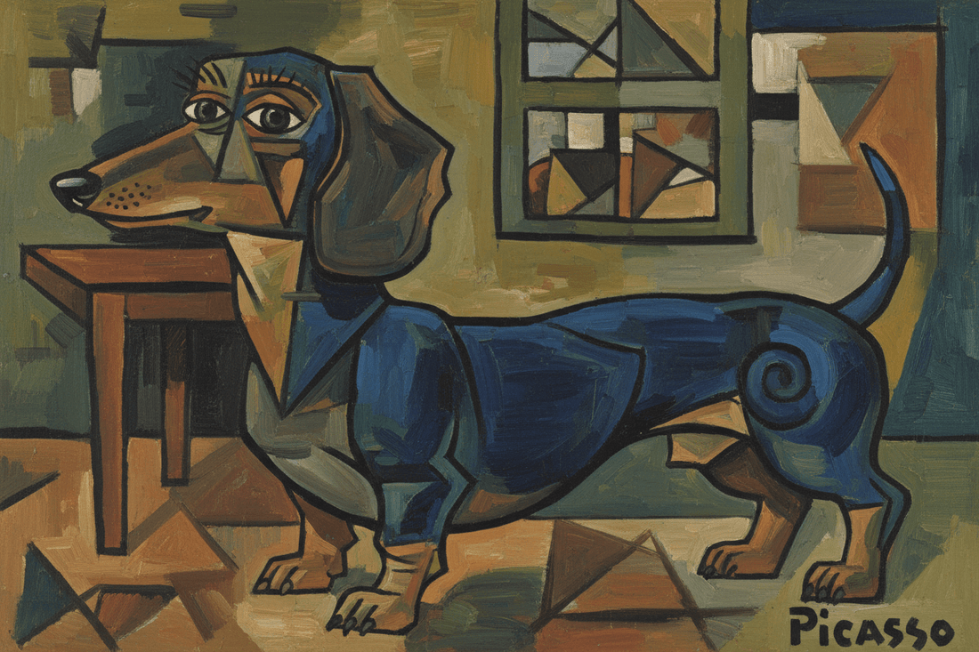 Dackel von Picasso – Lump, Line Art und das Shirt das Kunstgeschichte trägt