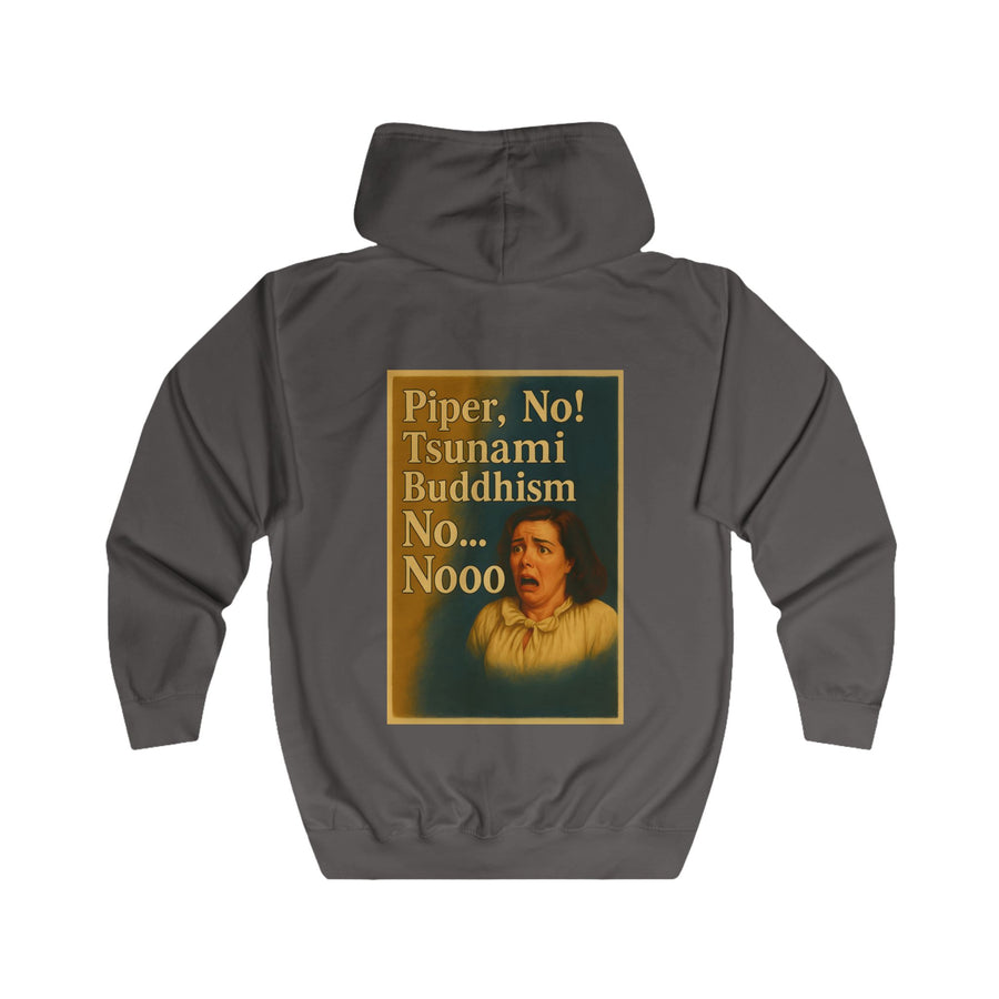 Piper, No! Tsunami. Buddhism. Zip-Hoodie – Dramamotief in retrostijl