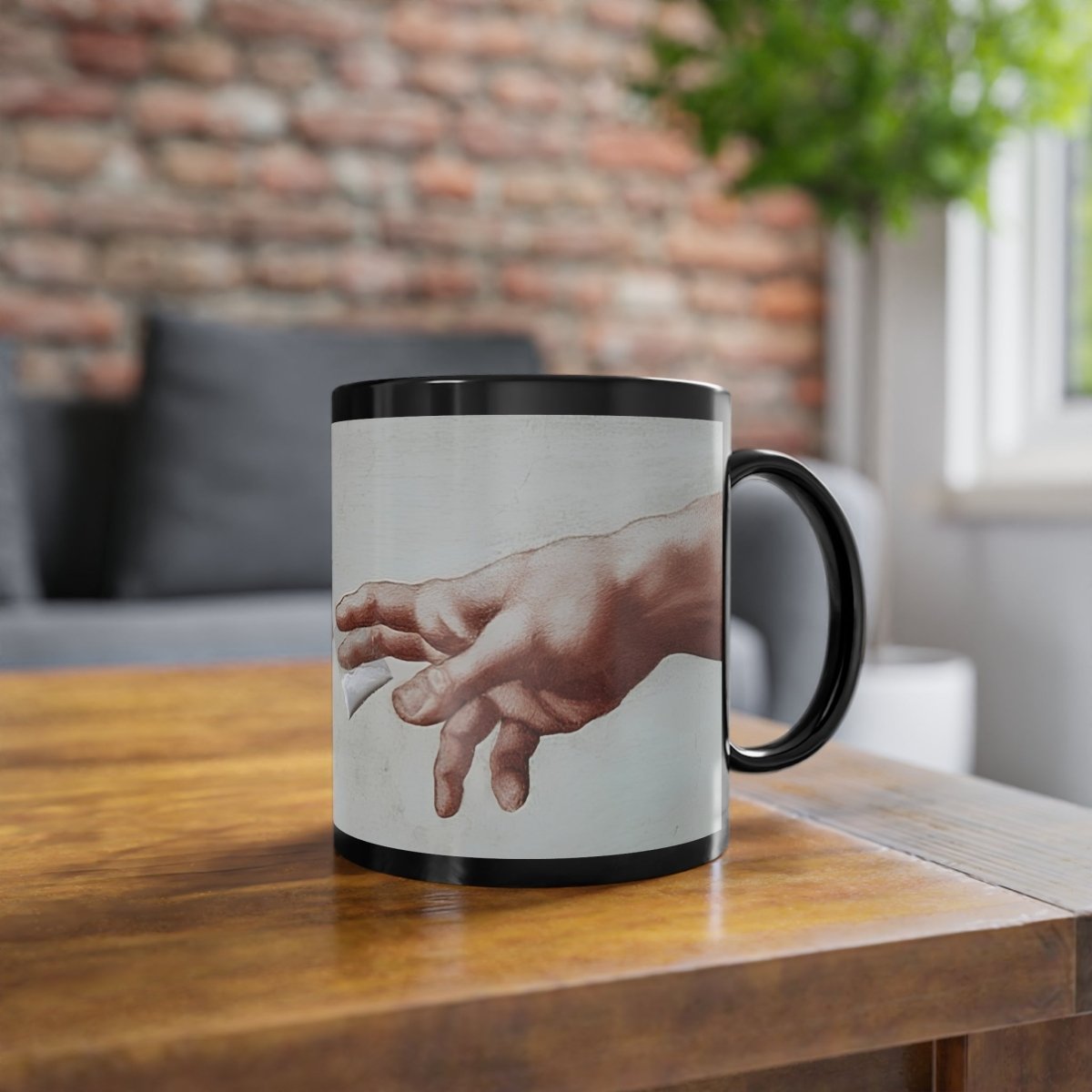 The Deal – Satirical mug with biblical handshake and modern barter