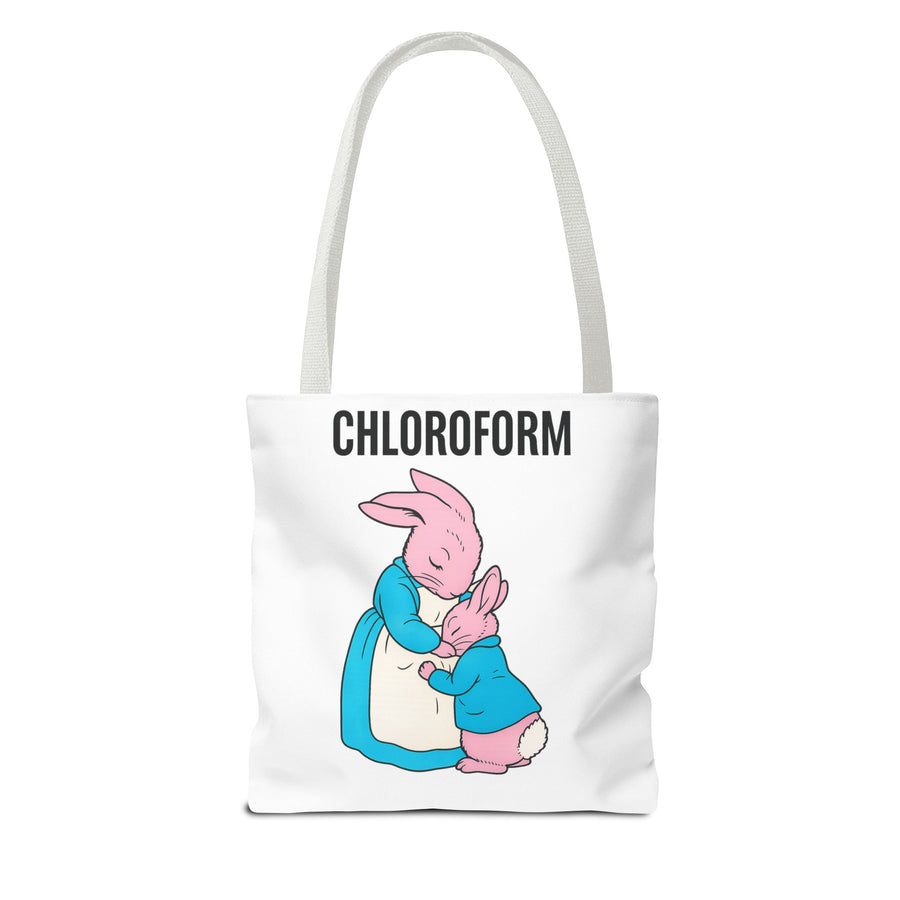Chloroform Hasen Tote Bag - Lustige Parodie Stoffbeutel mit niedlichem Bunny Motiv - Schwarzer Humor Geschenk