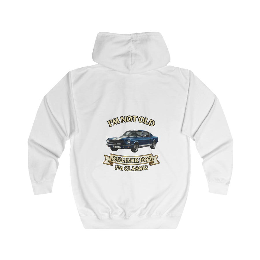 Geschenk zum 32. Geburtstag – Sweatjacke Jahrgang 1994 Muscle Car – Arctic White – Rückenansicht