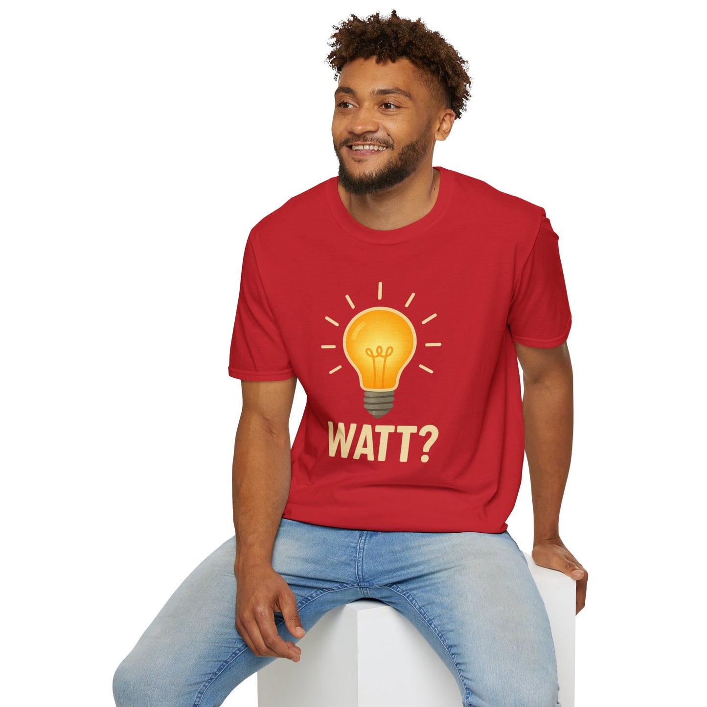 Watt? Lightbulb Unisex Softstyle T-Shirt - Clever & Fun Graphic Tee – Freches Satire-Design für mutige Statements | True Insights