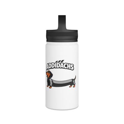 Lustiger Dackel Isolierte Edelstahl Trinkflasche mit Griffdeckel — Witziges Hunde-Motiv Geschenk für Dackelbesitzer & Sportfans