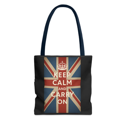 Keep Calm and Carry On Tote Bag – Union Jack Stoffen Tas met Kroon, Brits Kultmotief, Cadeau voor UK-Fans
