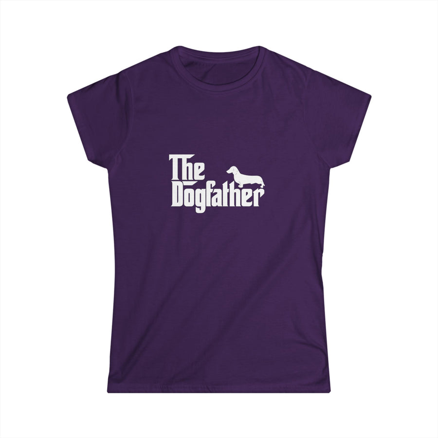 True Insights Damen T-Shirt Dackel Dogfather witziges Hunde-Design in Lila