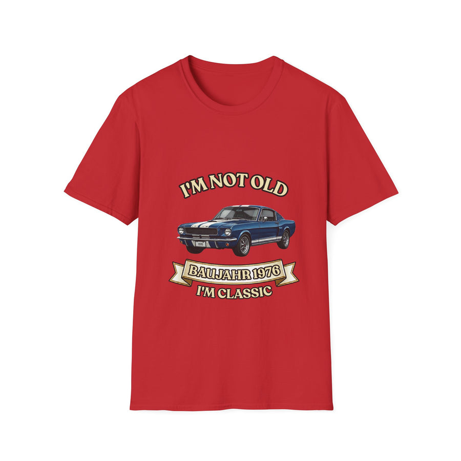 True Insights T-Shirt Baujahr 1976 Oldtimer Print in Rot, Im Not Old Im Classic Geschenk zum 50.
