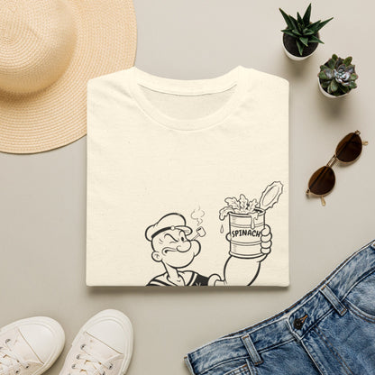 Popeye Spinat Dose T-Shirt Unisex – Retro Comic Kult Sailor Cartoon Fan Shirt Geschenk