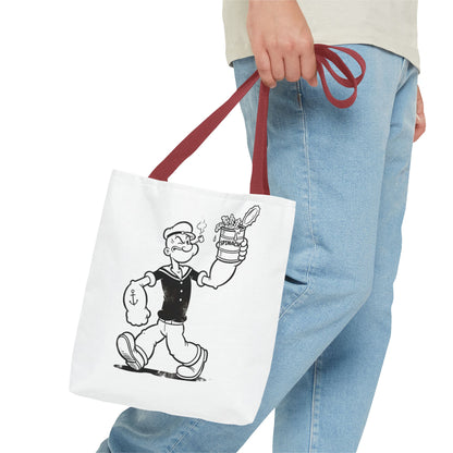 Popeye Spinat Dose Comic Kult Tote Bag – Retro Sailor Beutel aus Polyester, ideal für Comic-Fans & Nostalgiker