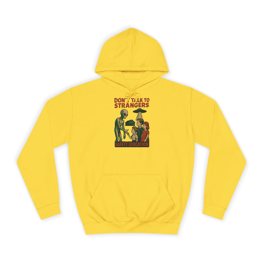 True Insights Don't Talk to Strangers Alien Hoodie – Lustiges Retro-UFO-Motiv in Sun Yellow