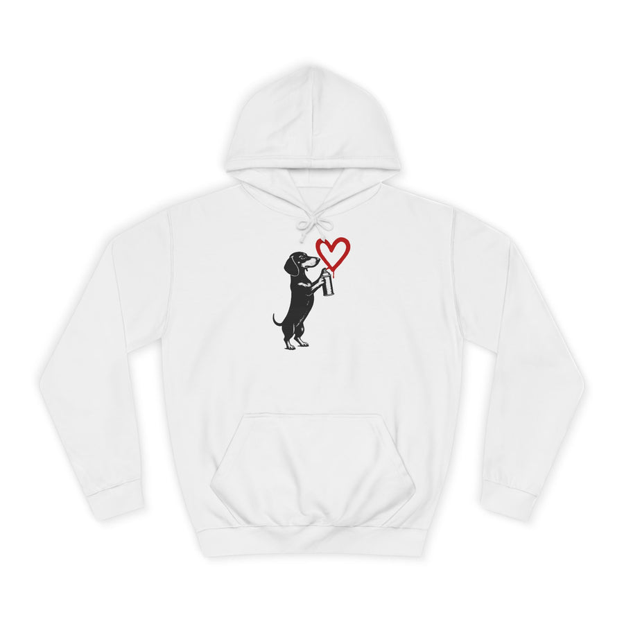 True Insights Dackel mit Sprühdose Hoodie – Street-Art-Graffiti-Motiv mit Herz