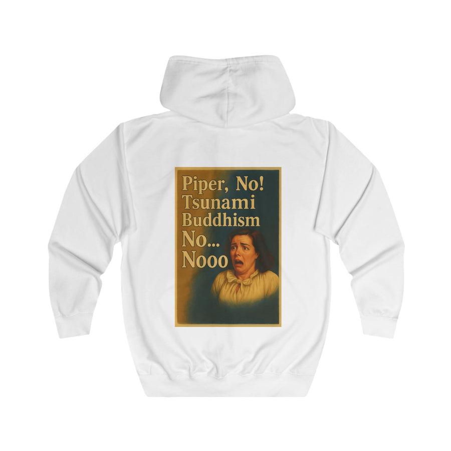 Piper, No! Tsunami. Buddhism. Zip-Hoodie – Dramamotief in retrostijl