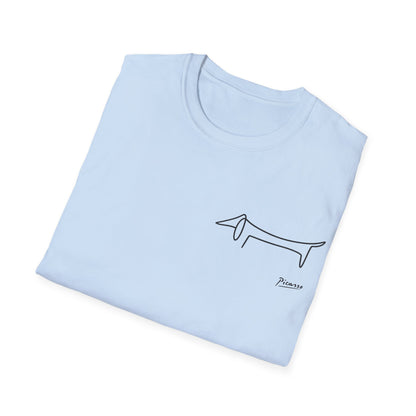 Picasso Dackel T-Shirt – Minimalistische Hundelinie mit Kultfaktor - kleines Motiv