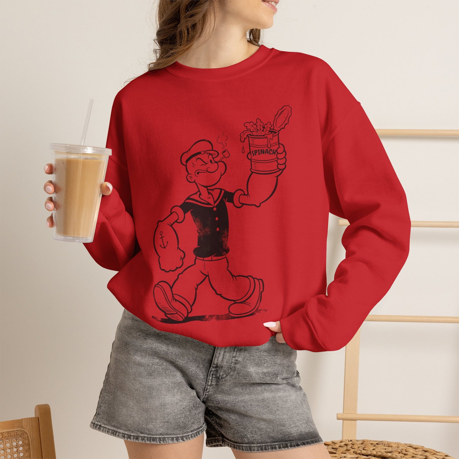 True Insights Sweatshirt Popeye Spinat Dose Retro Kult Design für Nostalgiker