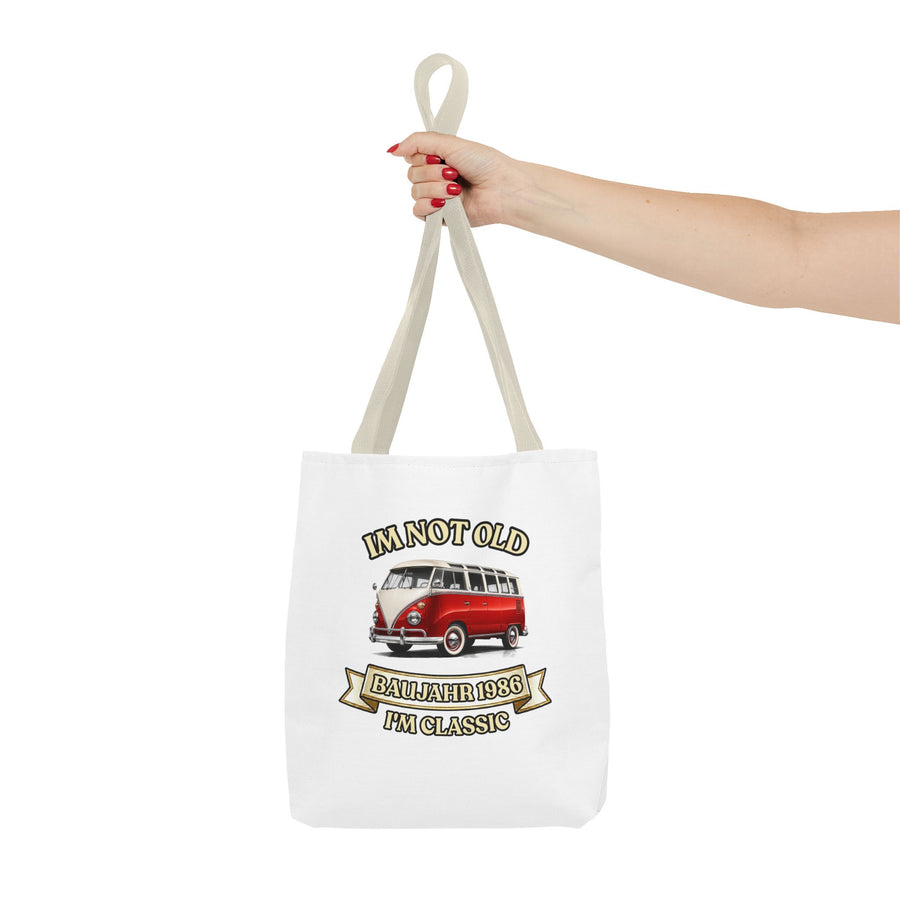 Tote Bag Année 1986 - I'm Not Old I'm Classic - Motif Bus Vintage pour les 40 ans
