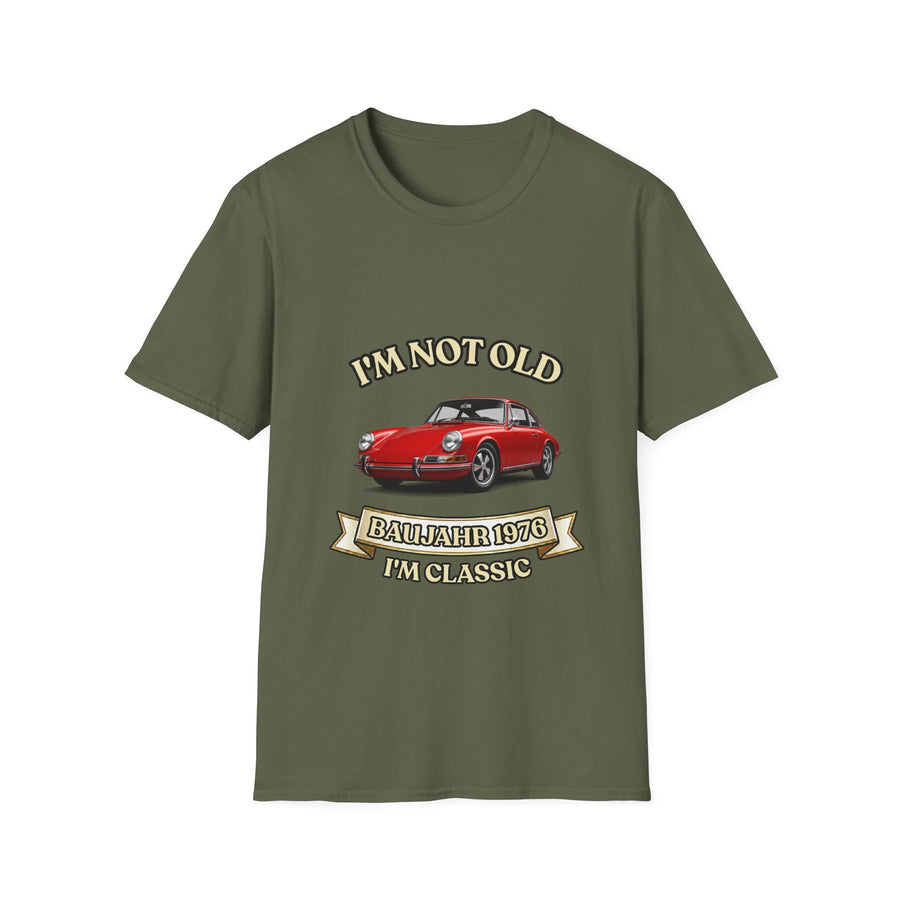 True Insights Geschenk zum 50. Geburtstag – T-Shirt Jahrgang 1976 mit Porsche-Motiv | I'm Not Old I'm Classic in Military Gre