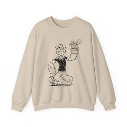 True Insights Sweatshirt Popeye Spinat Dose Kult Comic Pullover in Sand