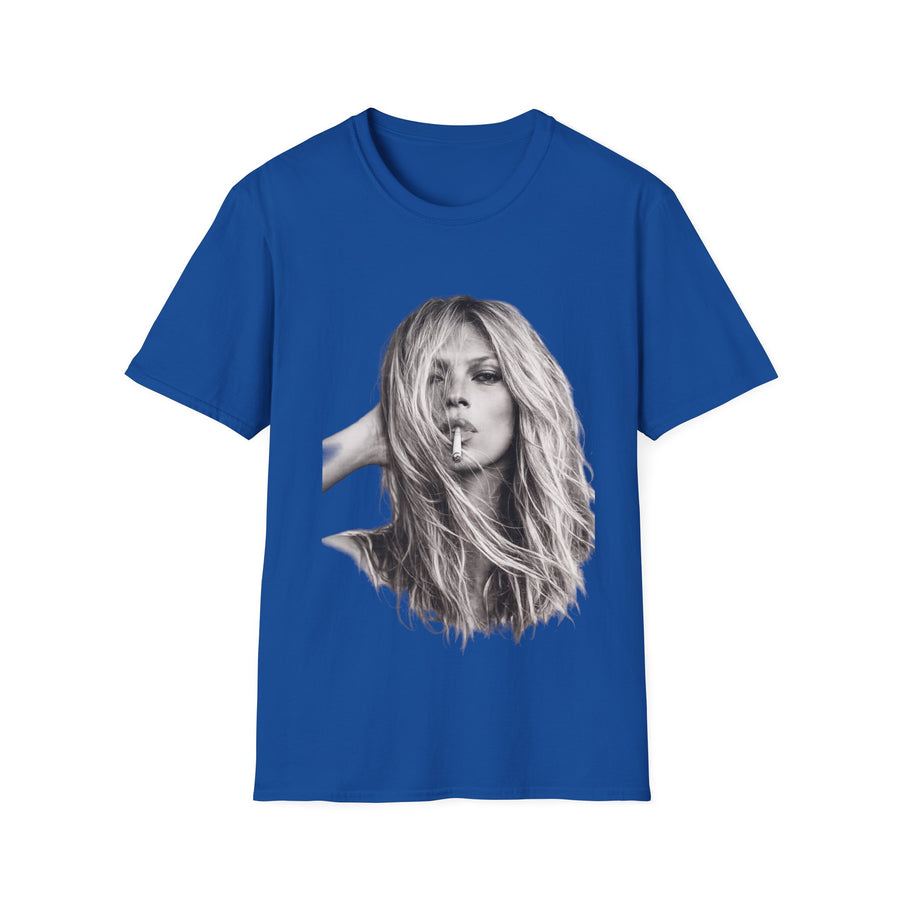 True Insights T-Shirt Kate Moss Print, satirisches Kult Fashion Statement Shirt in stilvoller Umgebung
