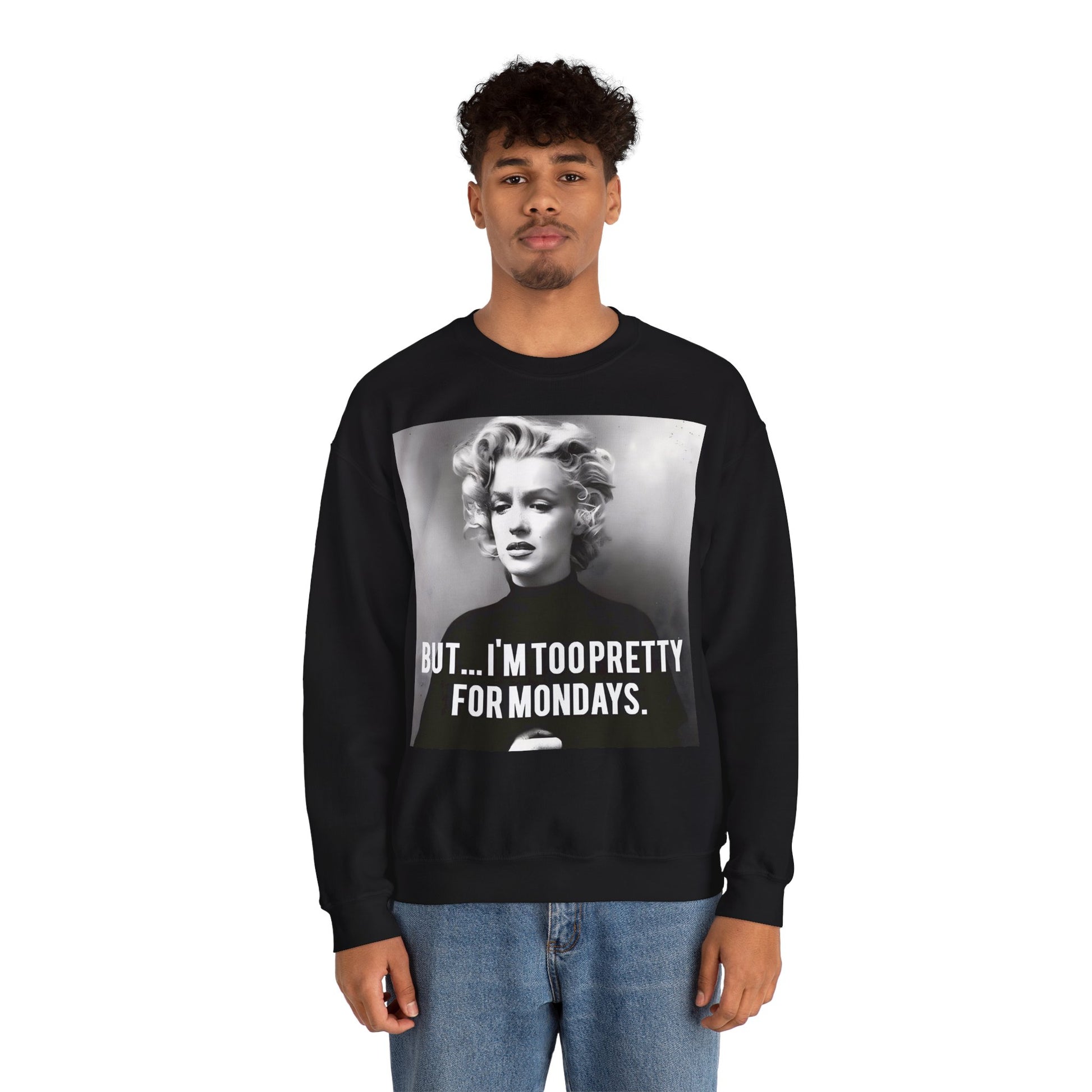Sweatshirt – Sweatshirt – Too Pretty for Mondays – Retro Statement Pullover | True Insights Design mit Humor