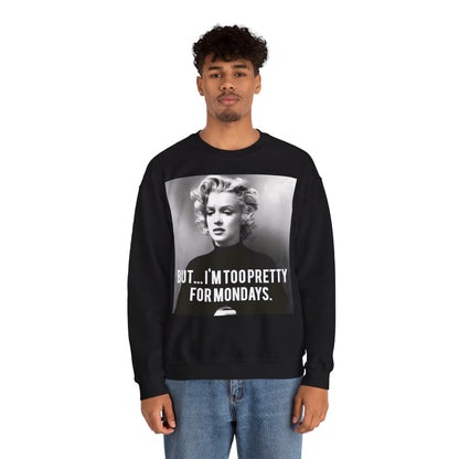 Sweatshirt – Sweatshirt – Too Pretty for Mondays – Retro Statement Pullover | True Insights Design mit Humor