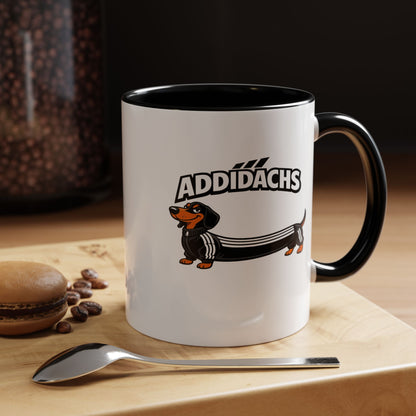 Lustige Dackel Tasse 'ADDIDACHS' - Witziger Sport-Hund Kaffeebecher für Hundeliebhaber & Dackel-Fans