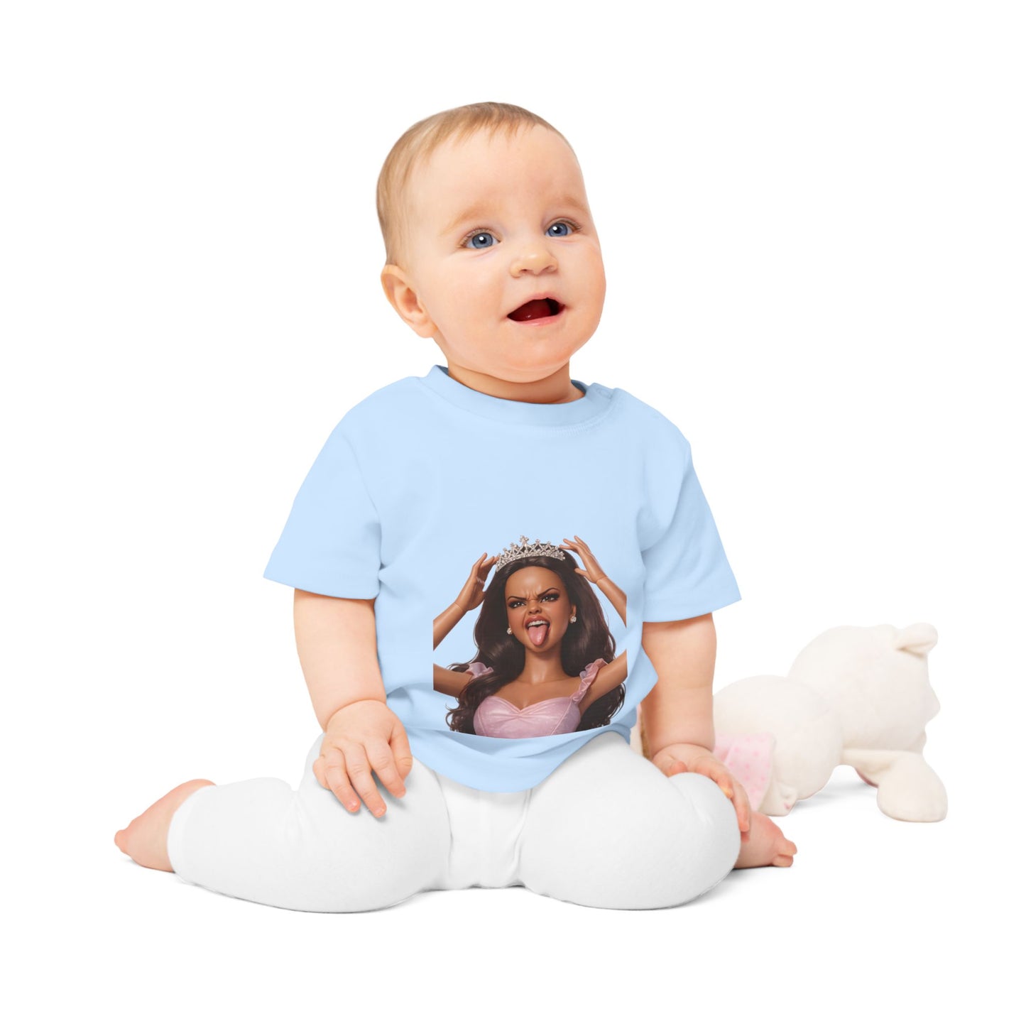 Barbicore Baby T-Shirt – Freche Prinzessin mit Krone & Zunge raus | Lustiges Diva-Motiv für Babys & Kleinkinder