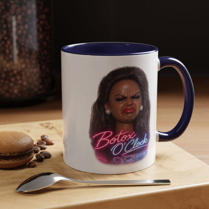 Botox O'Clock Tasse - Lustige Neon Kaffeetasse mit witzigem Grimasse-Motiv, Geschenk für Beauty-Fans & Humor-Liebhaber