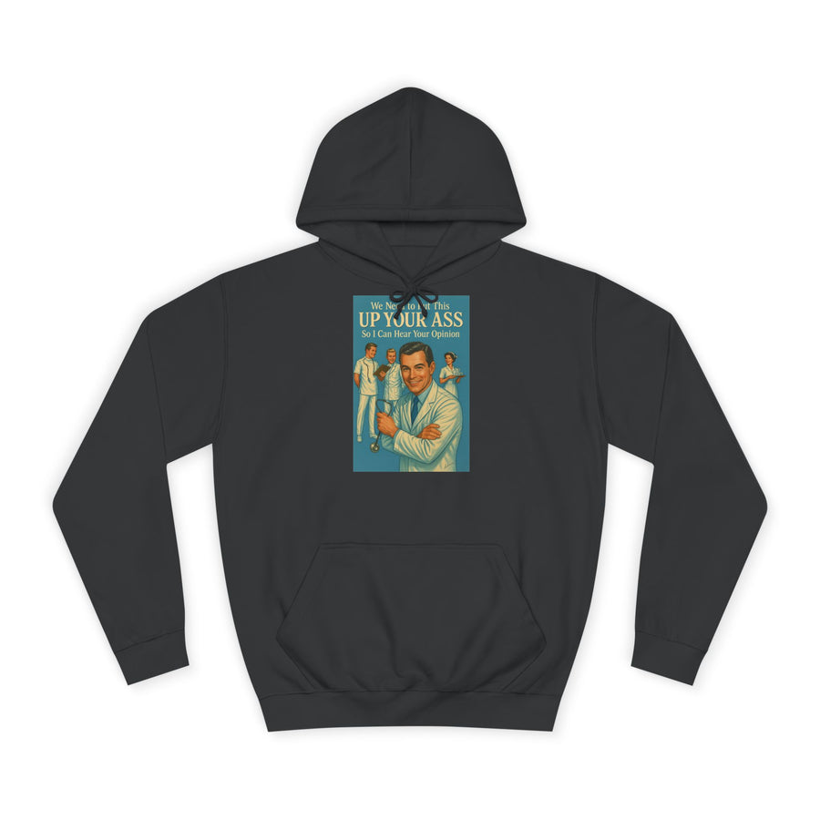 True Insights We Need to Put This Up Your Ass Hoodie – Retro-Arzt-Motiv mit schwarzem Humor in Jet Black