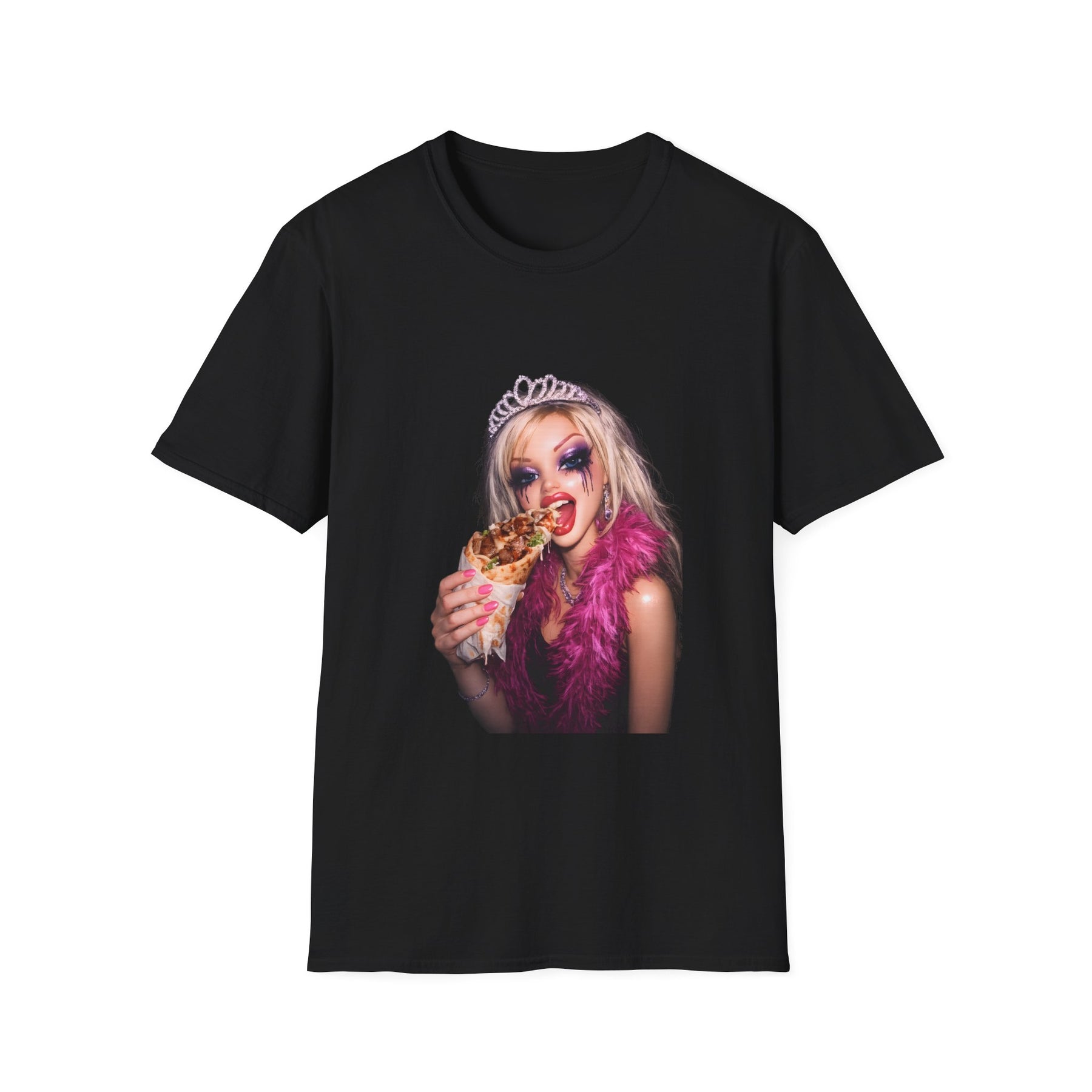 Lustiges Barbie Meme T-Shirt Schwarz – Puppe mit Tiara und Döner, True Insights