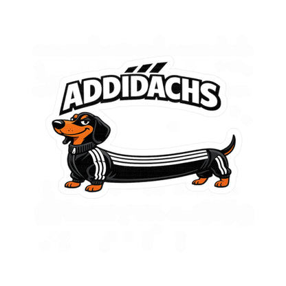 ADDIDACHS Sticker - Lustiger Dackel im Sport-Look | Parodie Aufkleber für Hundeliebhaber & Dackelbesitzer