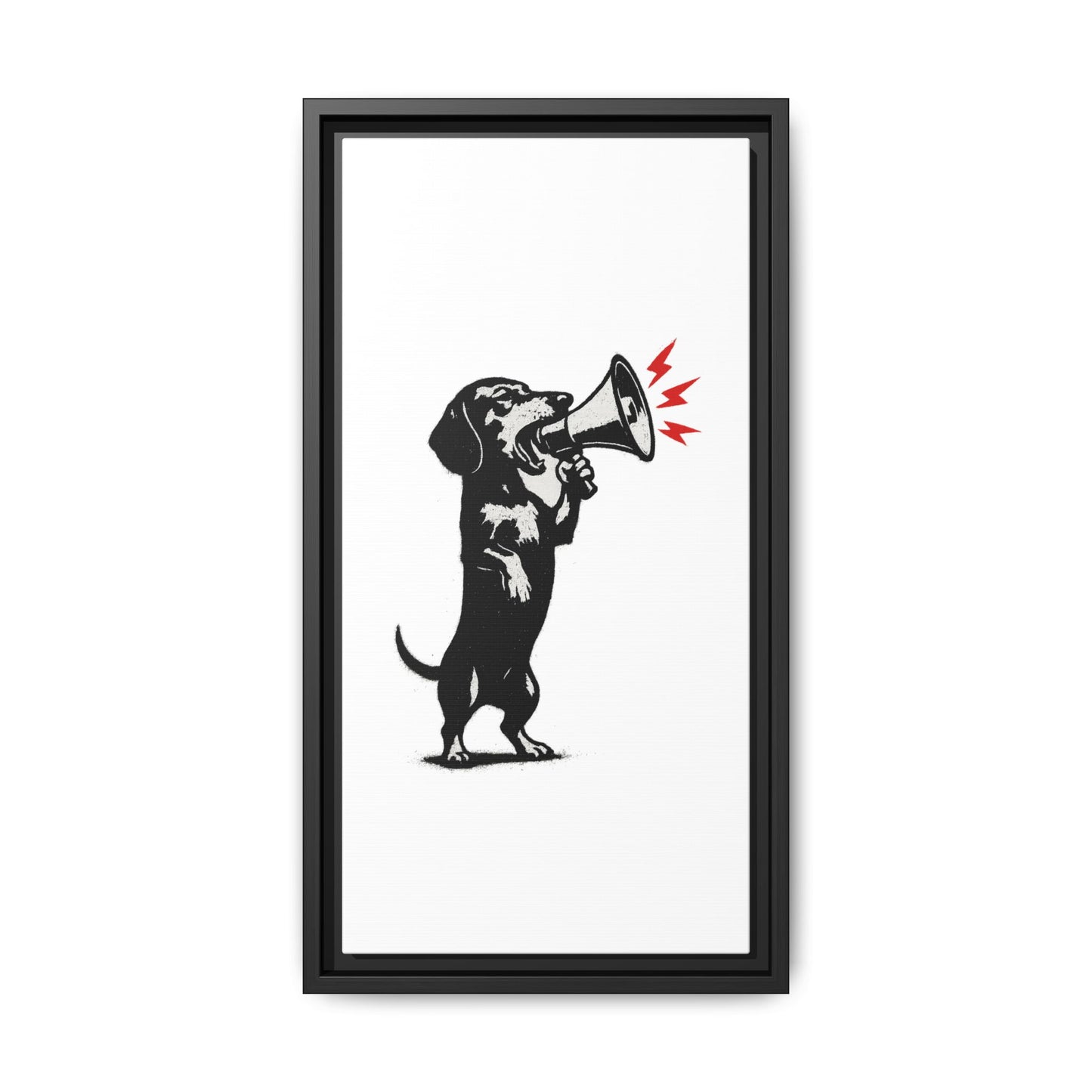 Dog with Megaphone – Satirisches Banksy-inspiriertes Kunstmotiv | Statement Design
