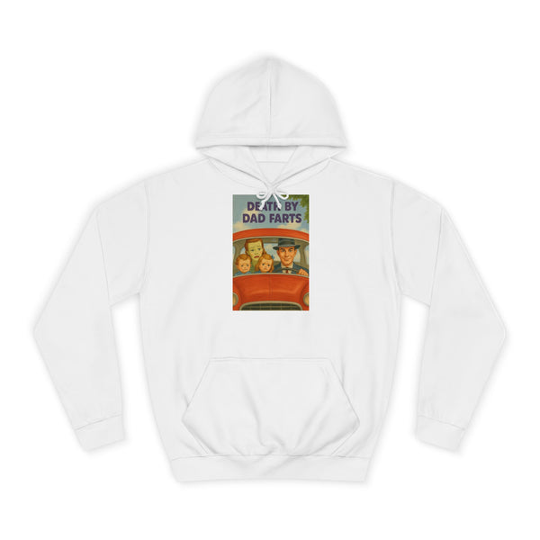 Papa Hoodie „Death by Dad Farts“ – Das Retro-Familiendrama für Papa – Arctic White – Vorderseite