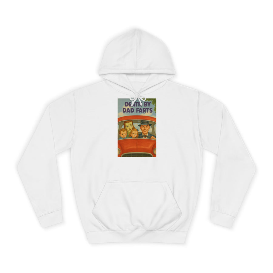 True Insights Death by Dad Farts Hoodie – Retro-Familiendrama mit schwarzem Humor in Arctic White