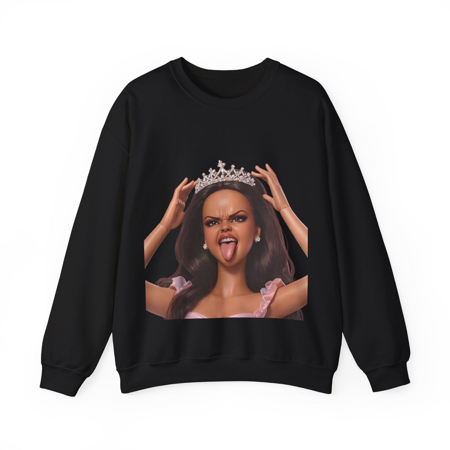 Barbicore Sweatshirt – Freches Doll-Motiv mit Tiara & Zunge raus | Pinkes Puppen-Design für Fans, Ironie & Statement-Fashion