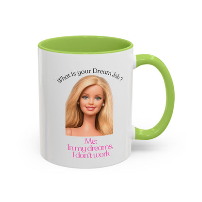 Lustige Tasse "In my dreams I don't work" - Witziger Spruch Kaffeebecher als Geschenk für faule Tage & Arbeitsmuffel