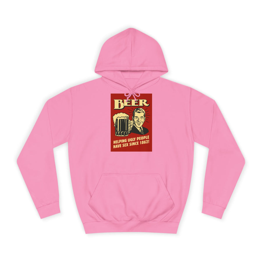 BEER Hoodie Rétro Vintage Bière Humour - Helping Ugly People - Cadeau drôle amateurs de bière, fête & homme