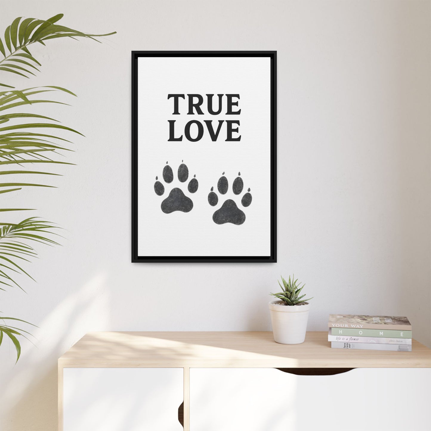 TRUE LOVE – Gerahmtes Wandbild mit Pfotenabdrücken | Tierliebe als stilvolles Geschenk