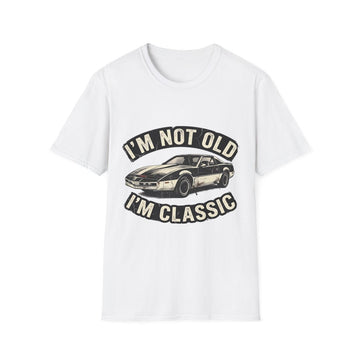 True Insights T-Shirt Knight Rider Im Not Old Im Classic in Weiß, satirisches Vintage-Motiv für Oldtimer-Fans