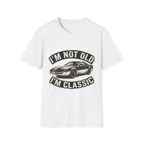 True Insights T-Shirt Knight Rider Im Not Old Im Classic in Weiß, satirisches Vintage-Motiv für Oldtimer-Fans