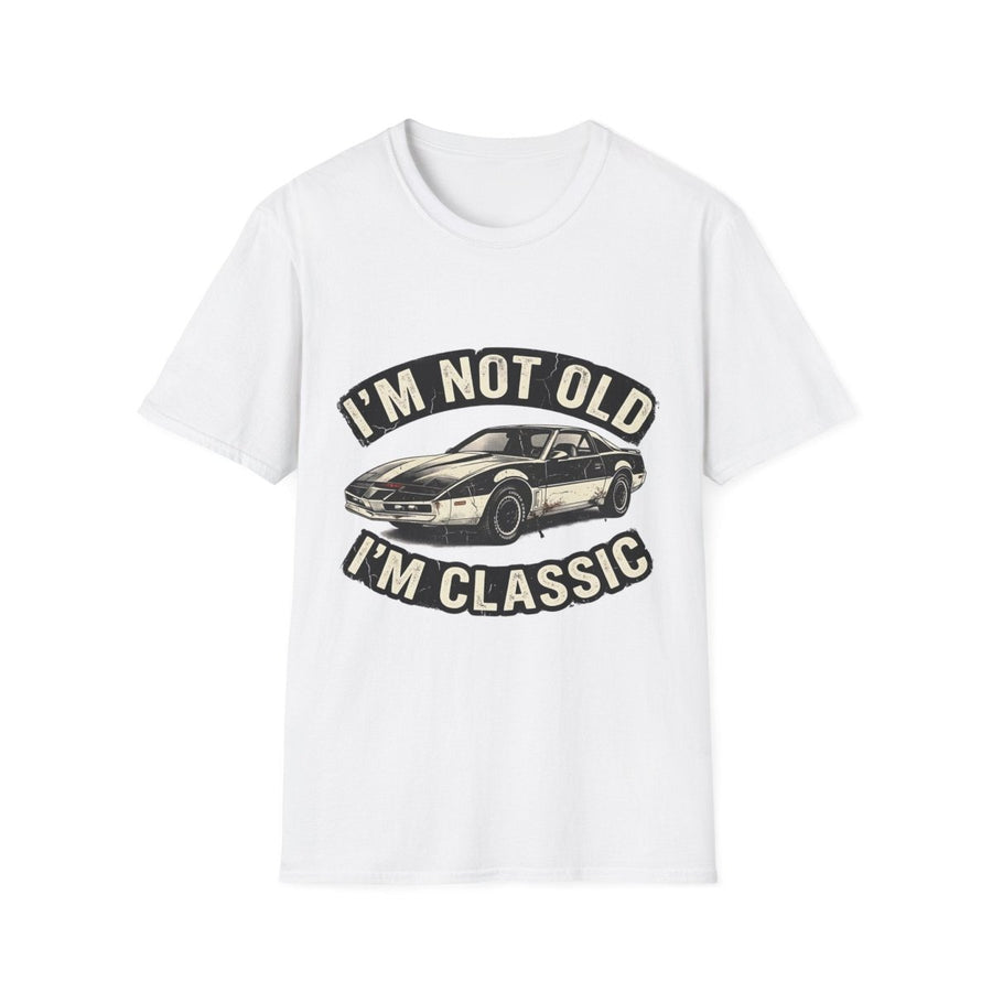 True Insights T-Shirt Knight Rider Im Not Old Im Classic in Weiß, satirisches Vintage-Motiv für Oldtimer-Fans