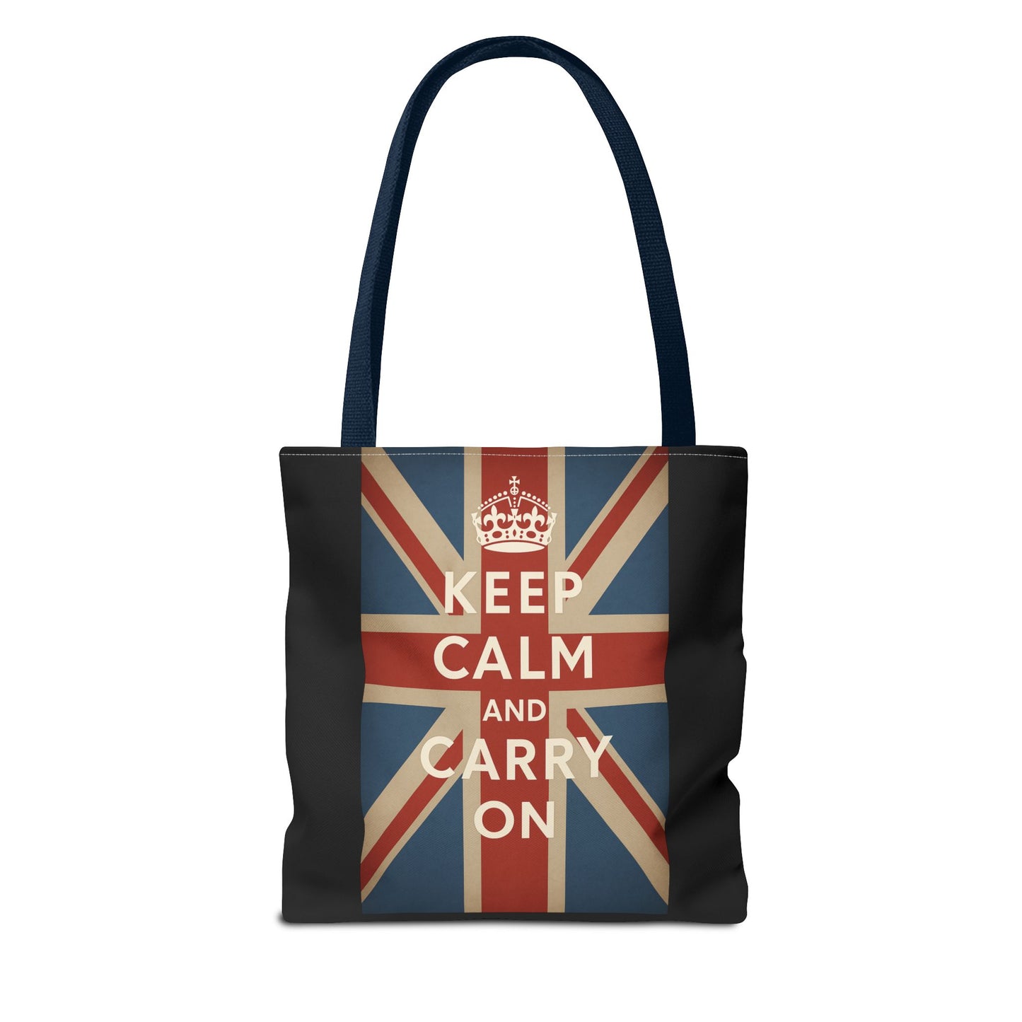 Keep Calm and Carry On Tote Bag – Union Jack Stoffen Tas met Kroon, Brits Kultmotief, Cadeau voor UK-Fans