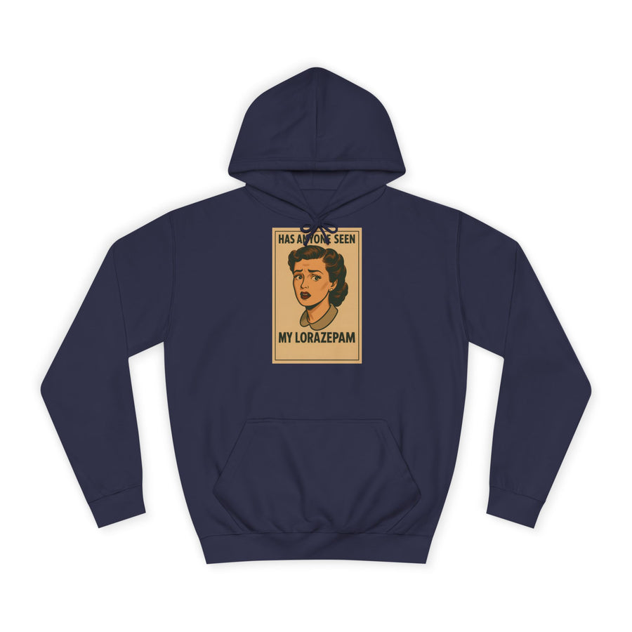 True Insights Has Anyone Seen My Lorazepam Hoodie – Retro-Pop-Art mit schwarzem Humor in Oxford Navy