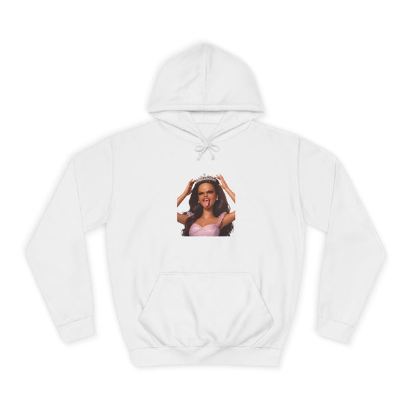 Statement Hoodie „Prinzessin mit Krone“ – Frech statt brav – Arctic White – Vorderseite