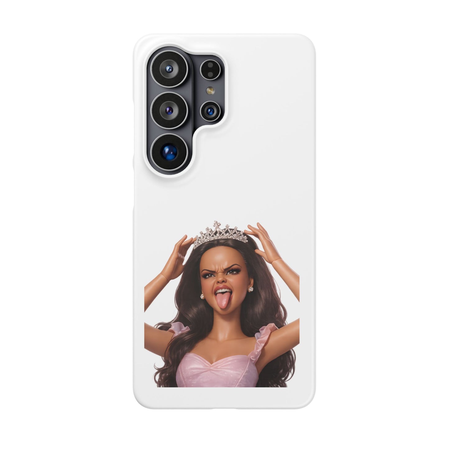 Barbicore Handyhülle – Frecher Beauty Queen Look mit Tiara & Zunge raus | Pink Puppen-Style Case für Fashion-Fans