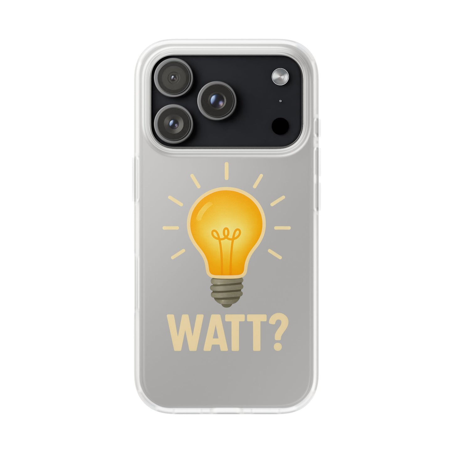 Coque de téléphone WATT? avec motif ampoule | Protection ludique pour les passionnés de technologie et d'électronique