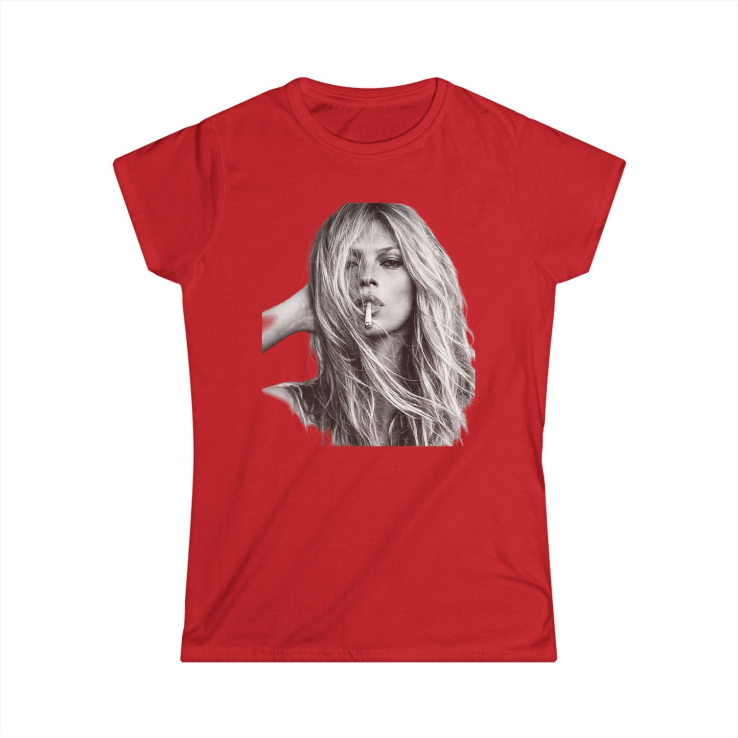 Kate Moss Damen Shirt – Ikonisches Schwar-Weiß Porträt Print, Fashion Statement T-Shirt für Trendsetter & Musikfans