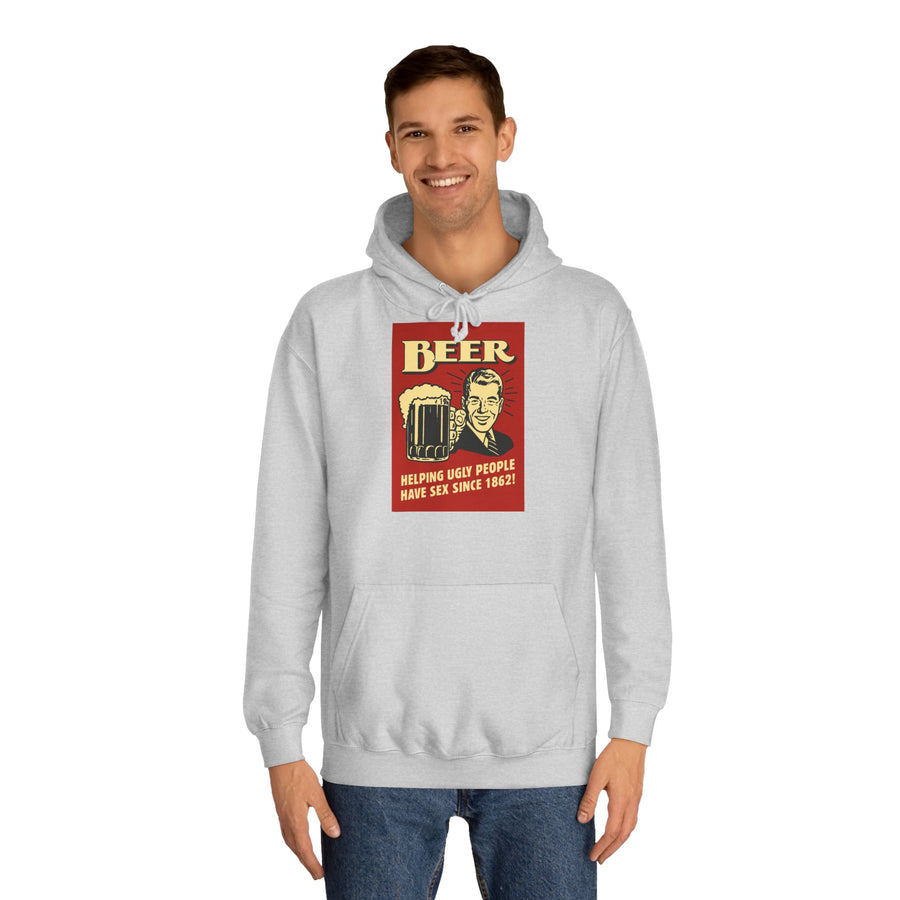 BEER Hoodie Rétro Vintage Bière Humour - Helping Ugly People - Cadeau drôle amateurs de bière, fête & homme