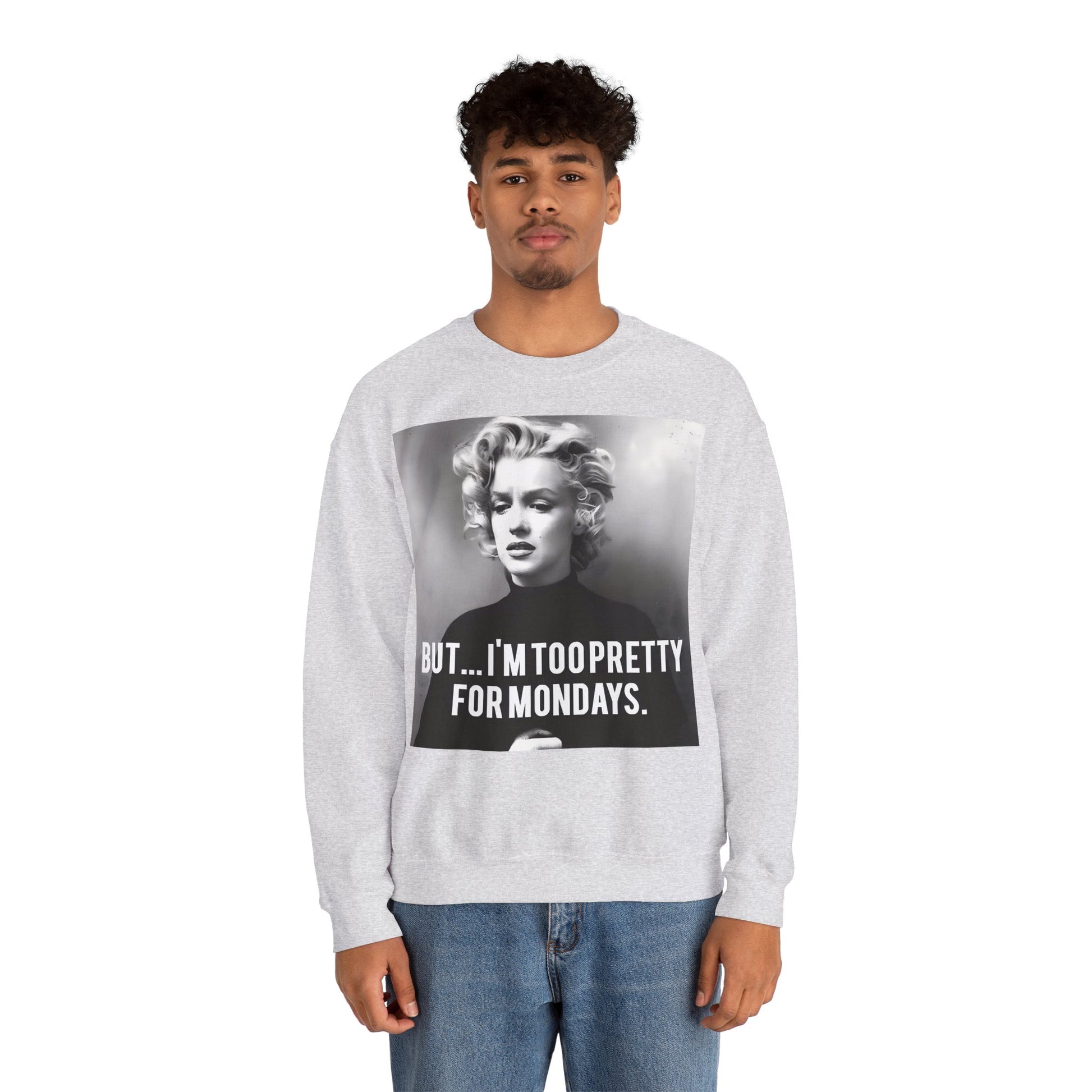 Sweatshirt – Sweatshirt – Too Pretty for Mondays – Retro Statement Pullover | True Insights Design mit Humor